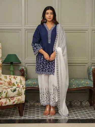Soft  Cotton Embroidery Three Pieece