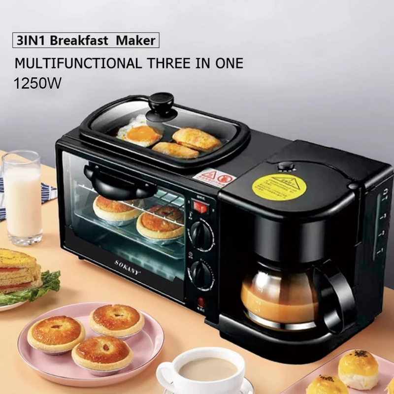 Sokany 3 In1 Breakfast Makers Multi Function Breakfast Machine - SK-145 - Image 4