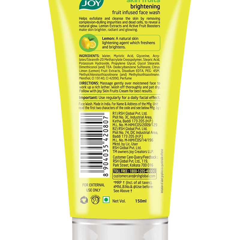 Joy Skin Fruits Lemon Brightening Face Wash