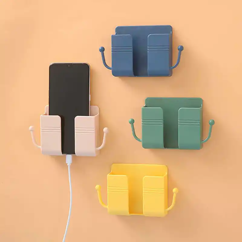 Wall Mounted Organizer Holder Storage Box Remote Control Mounted Mobile Phone Plug Wall Holder Charging Multifunction Stand - Image 4