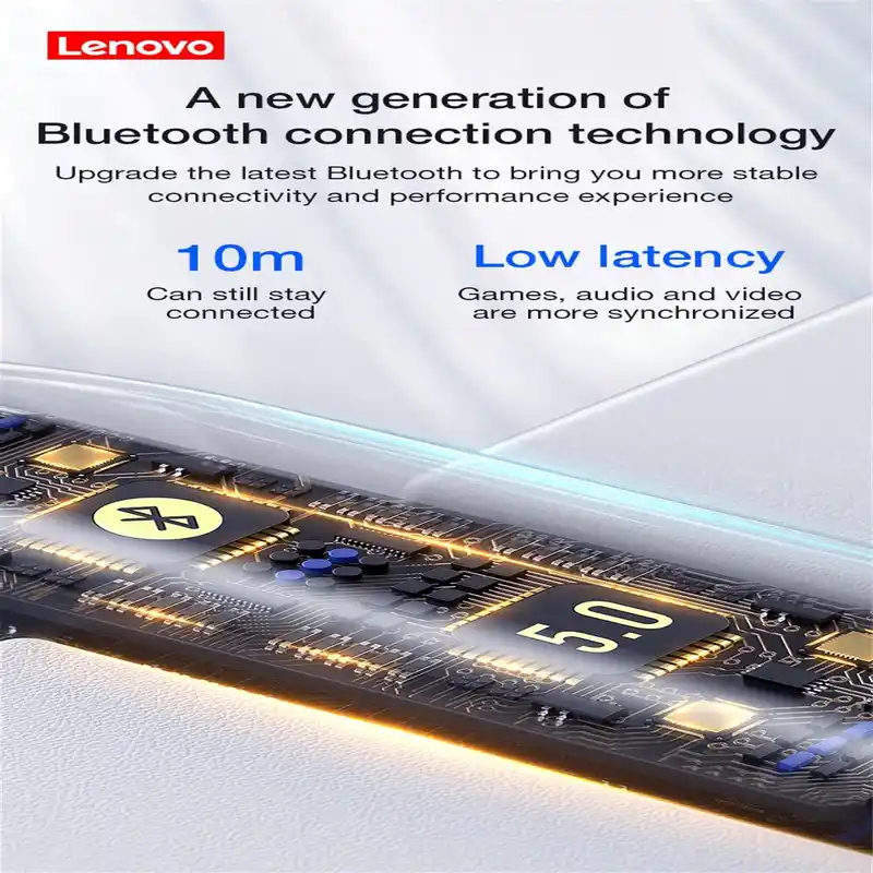 Lenovo HT38 Wireless Bluetooth Earphones Waterproof TWS 9D Stereo Sound Touch Control Low Latency With Mic - Image 4