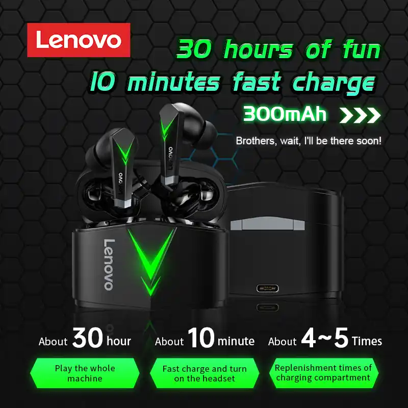 Lenovo LP6 TWS Wireless Bluetooth Earbuds Dual Mode Gaming Headphones Intelligent Noise Reduction Earbuds - Image 3