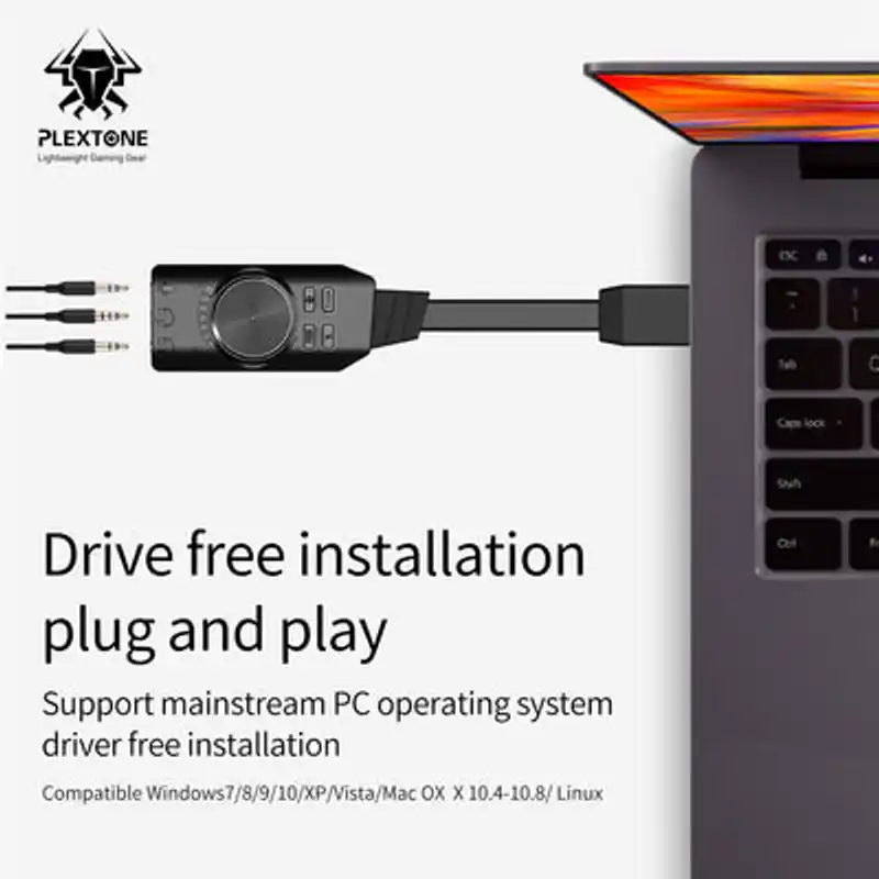 PLEXTONE GS3 Earphone Adapter Virtual 7.1 Channel USB Sound Card - Image 4