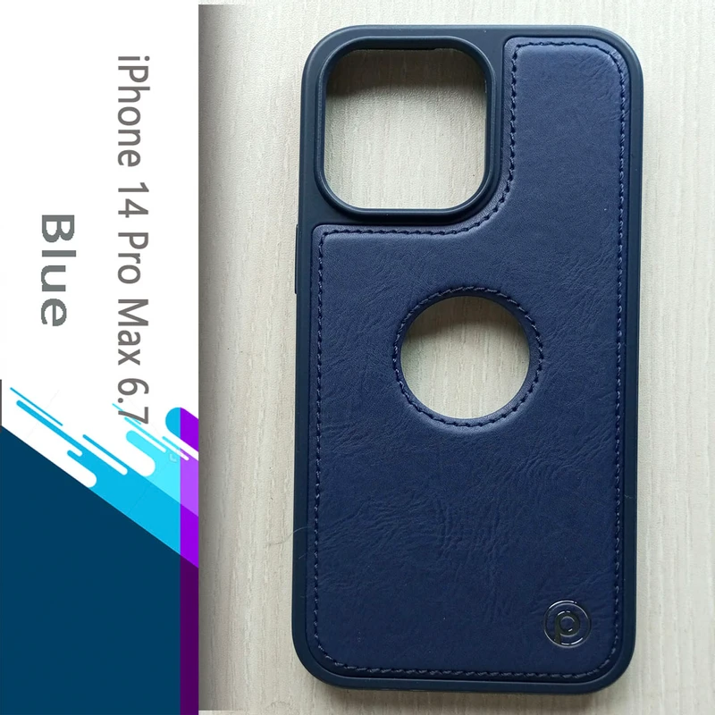 Piblue Drop Protective Logo Cut Leather Case For iPhone 14 series models - Black - Image 7