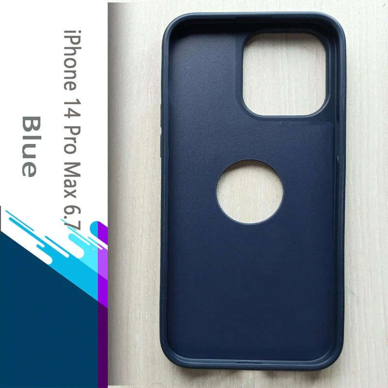 Piblue Drop Protective Logo Cut Leather Case For iPhone 14 series models - Blue - Image 3