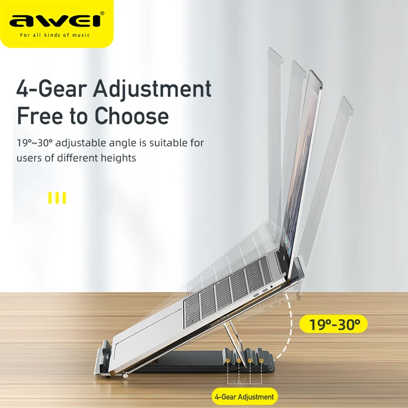 Awei X30 Laptop All Metal Holder 4-Gear Adujustment Non-slip Foldable Notebook heat dissipation Stable comfortable at office easy to store Stands