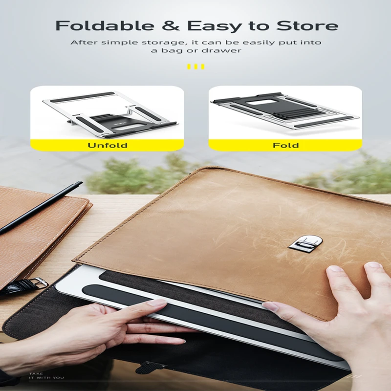 Awei X30 Laptop All Metal Holder 4-Gear Adujustment Non-slip Foldable Notebook heat dissipation Stable comfortable at office easy to store Stands - Image 8