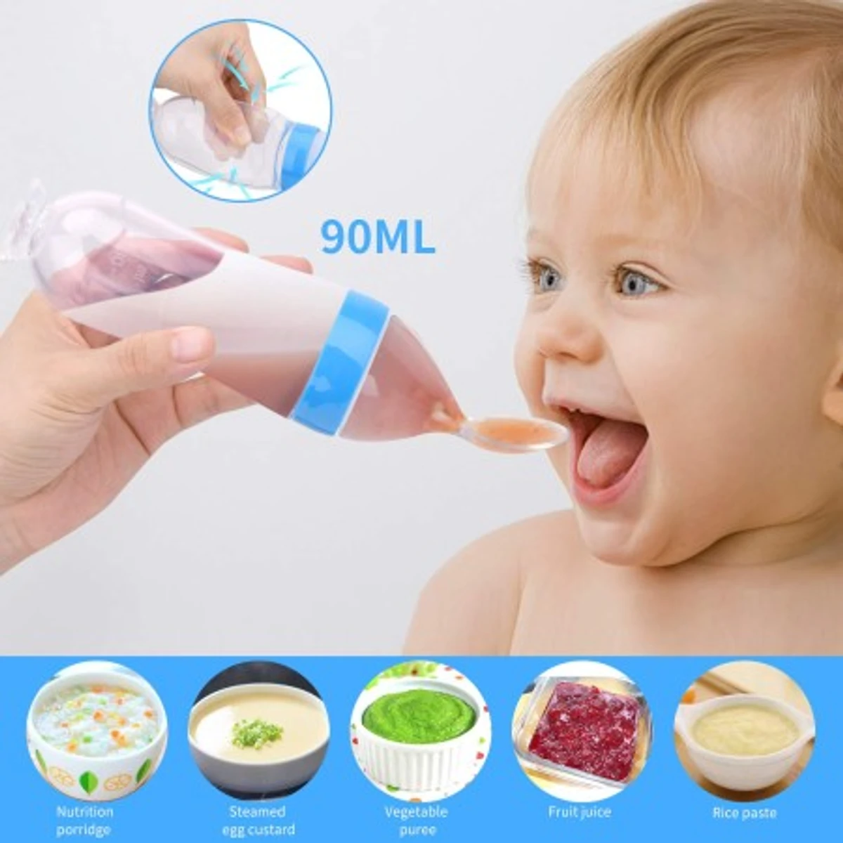 Silicone Baby Food Feeder With Dispensing Spoon