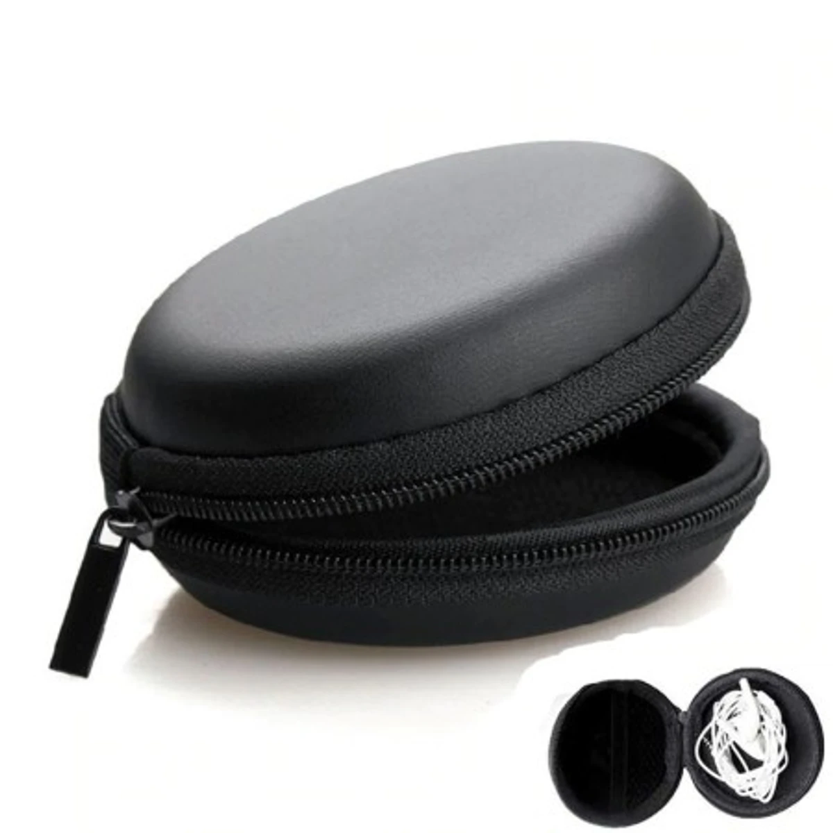 Double Lear Earphone Storage Bag Round Shape