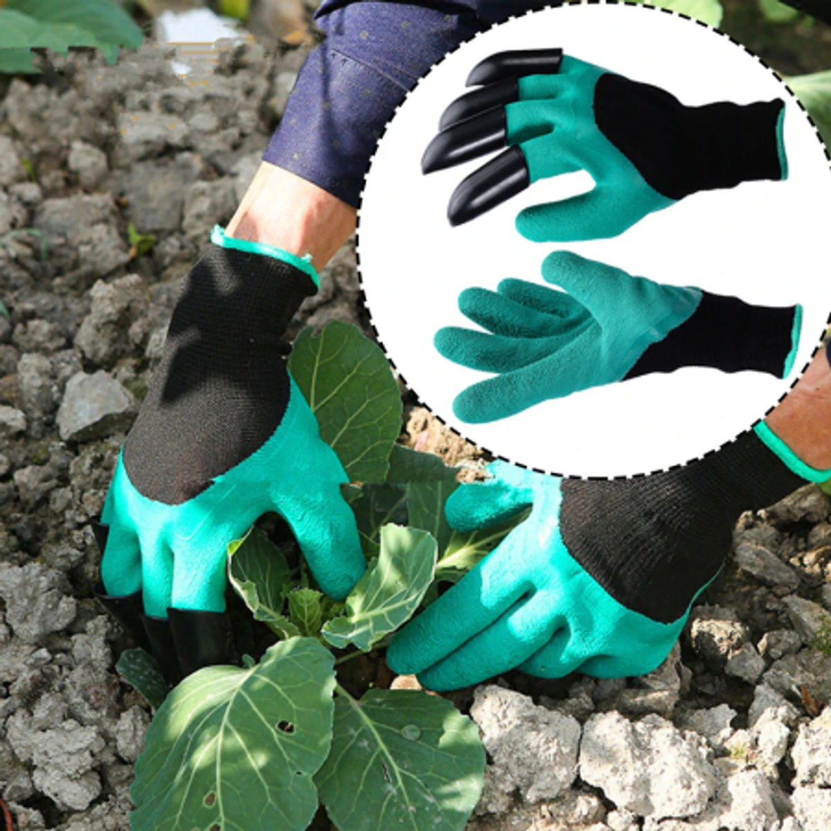 Garden work gloves with claws are suitable for planting digging glue dipping waterproof and protective weeding