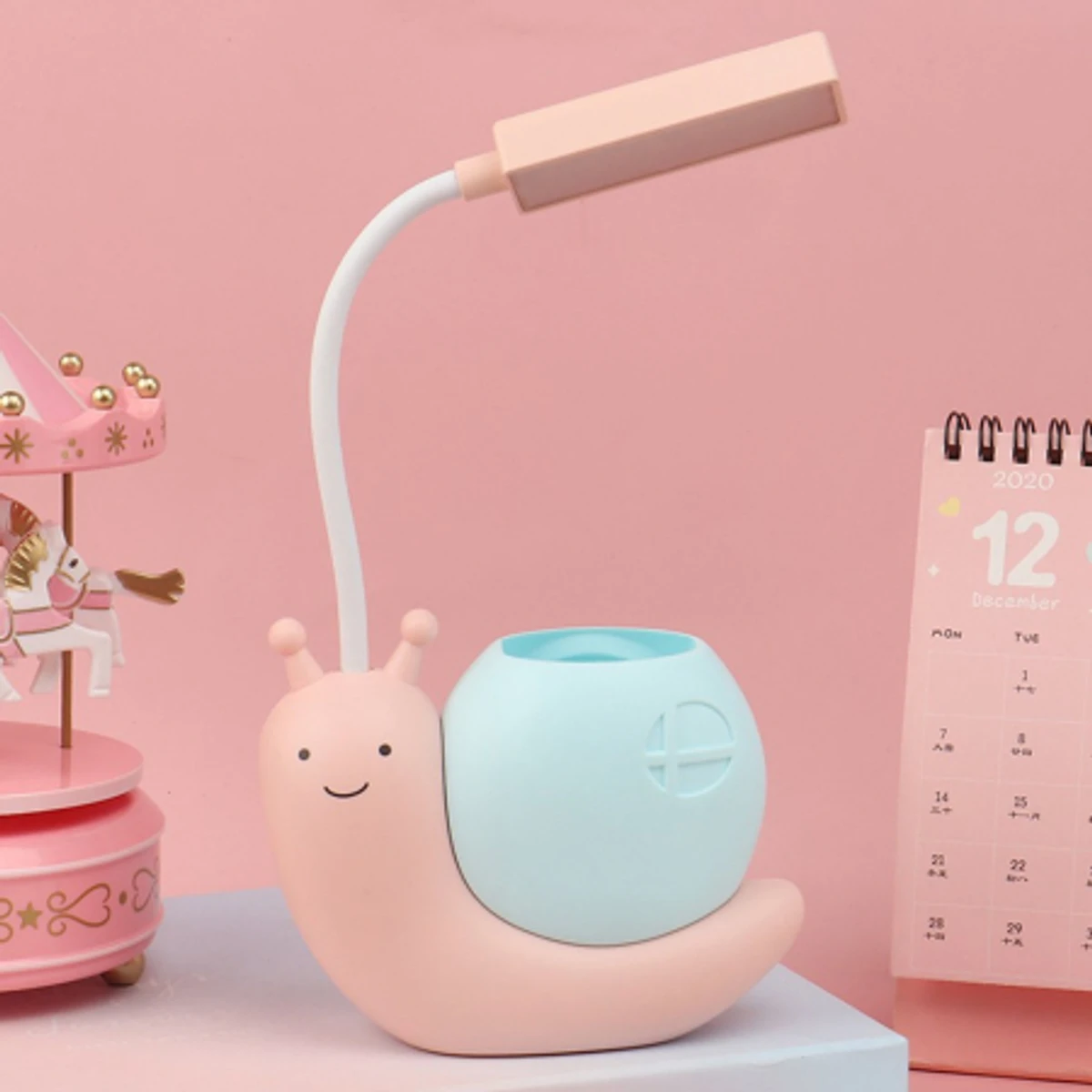 Snail Desk Lamp USB Charging Pen Holder Lamp Kid LED Night Light Reading Lamp With Pen Organizer Table Light