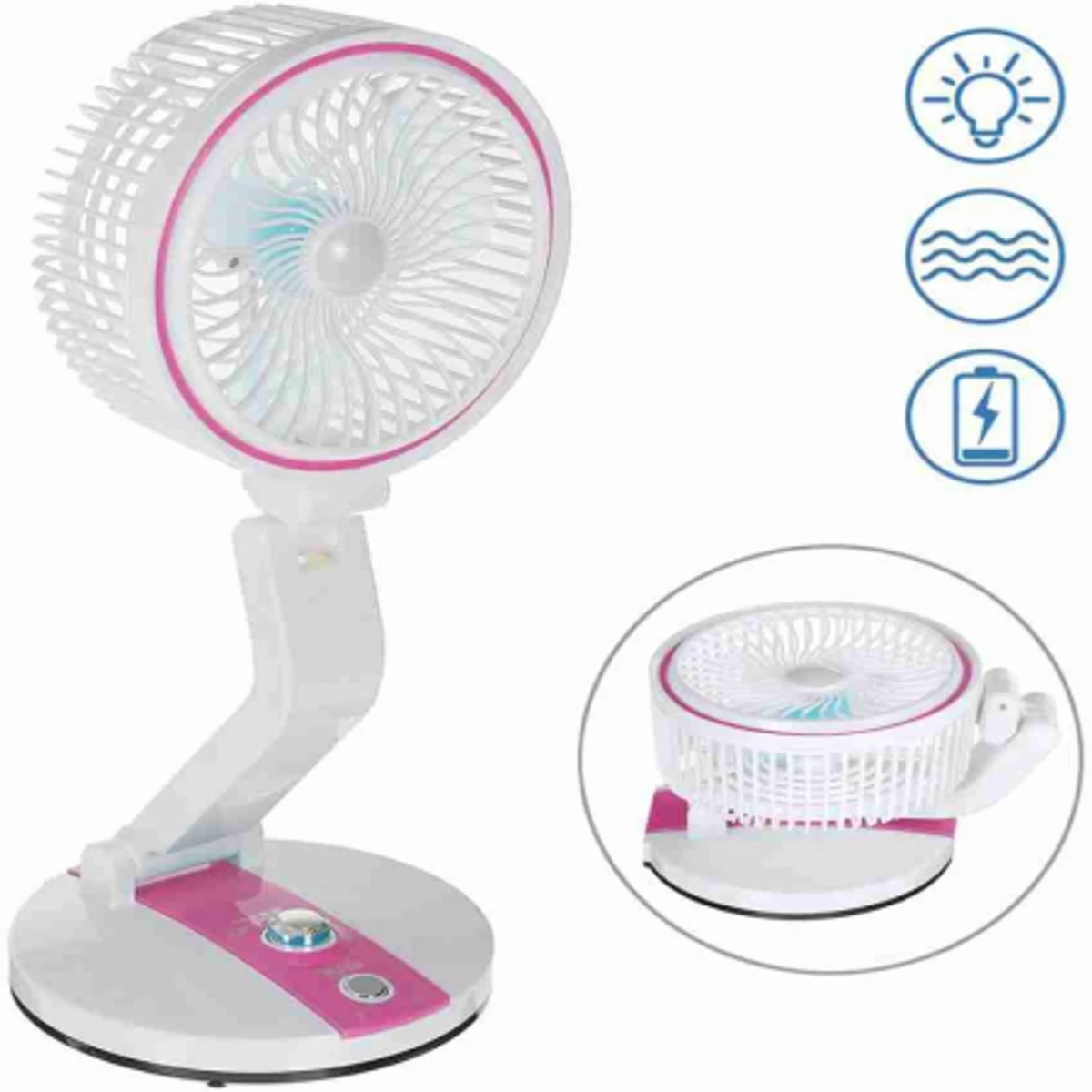 LR-2018 Table Fan, Small Portable Desktop Fan with 21 SMD Light Strong Wind, Quiet Operation Personal Mini Fan