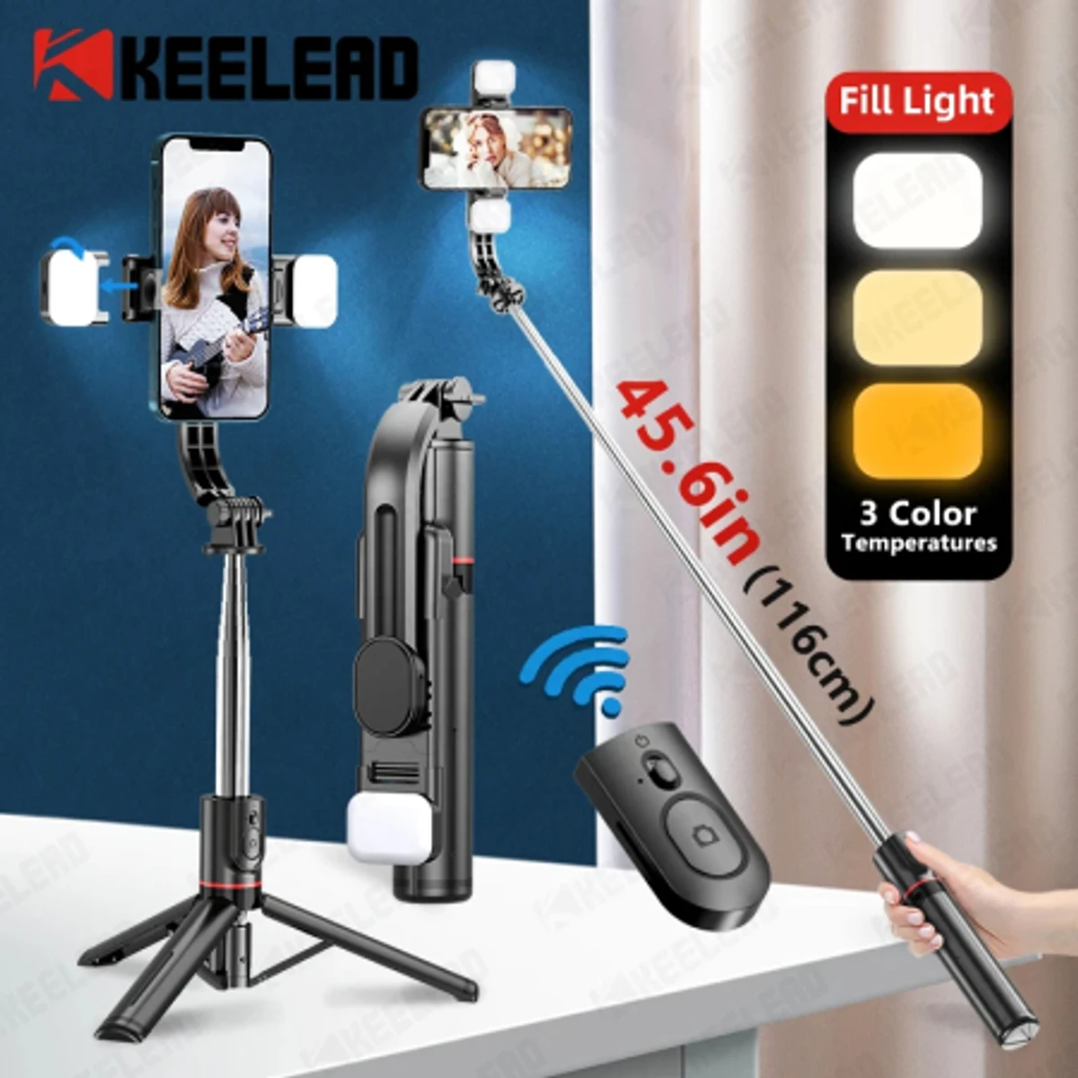 L13d Bluetooth Tripod Selfie Stick with Front and Rear Fill Light