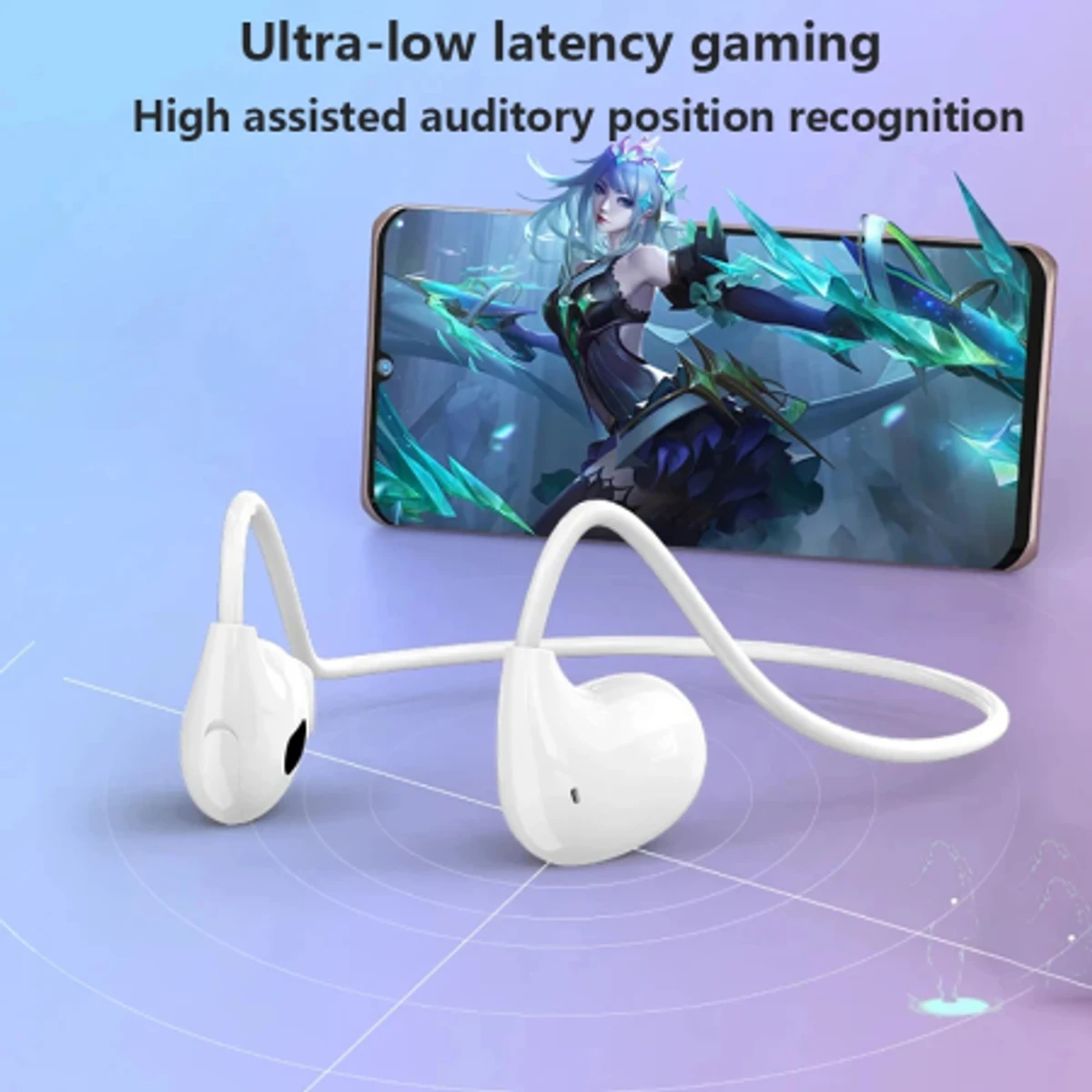 Bluetooth 5.3 Earphones Bass Stereo Touch Control Noise Reduction Headphones-White (Air-Q)