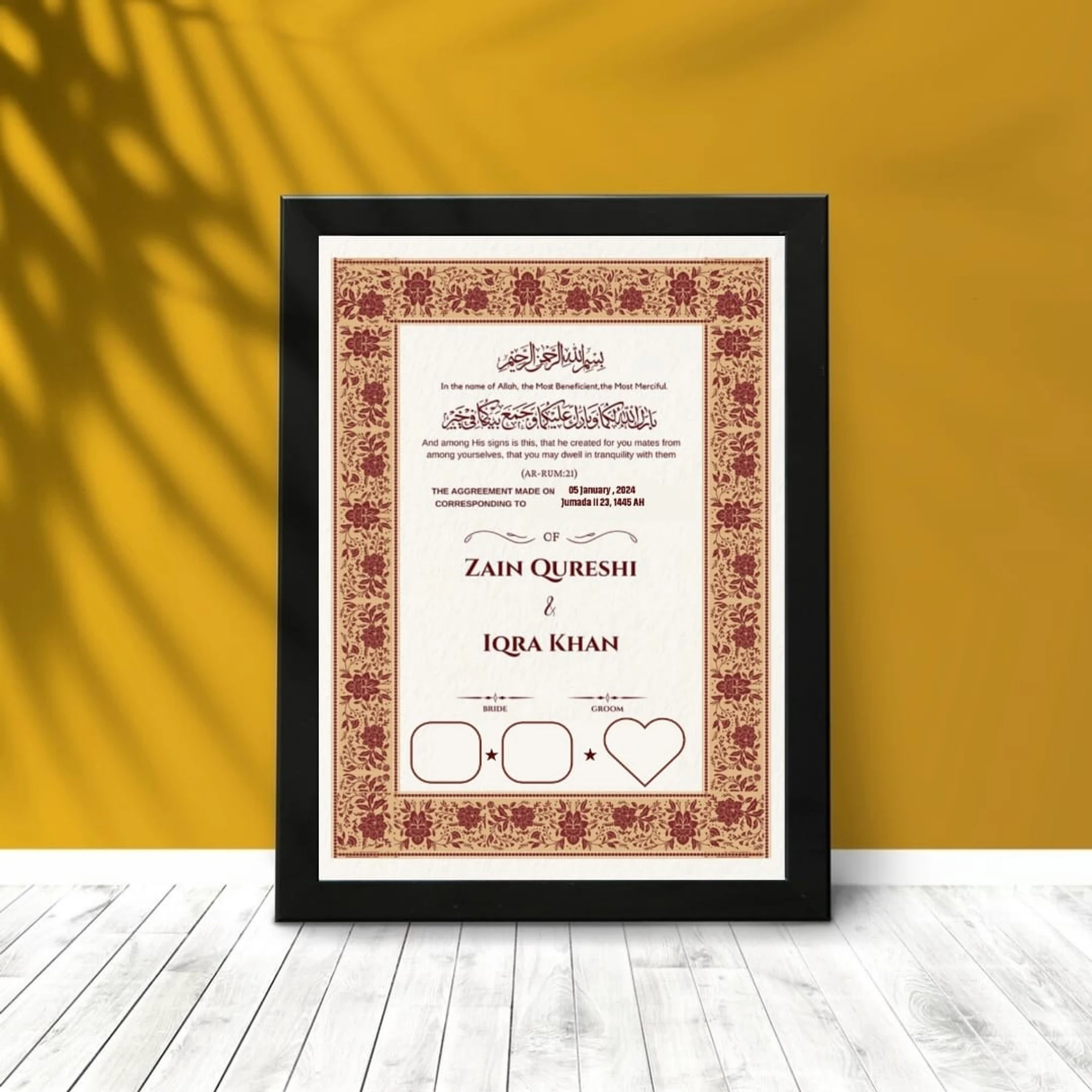 Elegant Islamic Nikkah Certificate