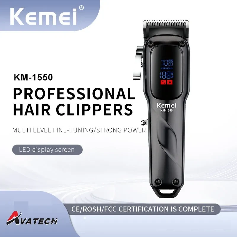 Kemei KM-1550 Professional Trimmers For Men LED Display Sound Arm Wireless USB Interface Hair Cutting Machine Trimmers No Ratings