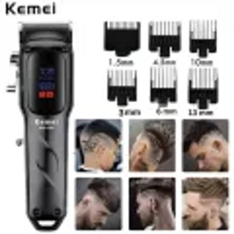Kemei KM-1550 Professional Trimmers For Men LED Display Sound Arm Wireless USB Interface Hair Cutting Machine Trimmers No Ratings - Image 3