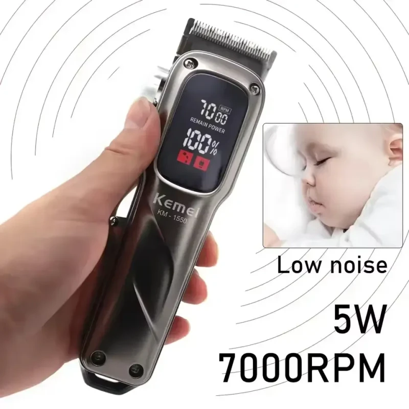 Kemei KM-1550 Professional Trimmers For Men LED Display Sound Arm Wireless USB Interface Hair Cutting Machine Trimmers No Ratings