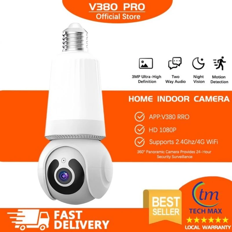 V380 PRO Q26 1080P WIFI IP Camera Night Vision Two-way Voice 2MP Bulb 360 Degree Robotic WIFI Indoor Camera