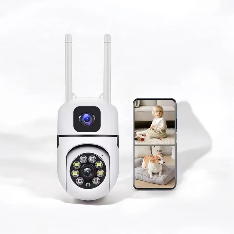 New V380 Mini Indoor PTZ Dual Lens Camera 4MP HD Smart Home WiFi Security for Baby Monitor Indoor Network Dual Lens Camera
