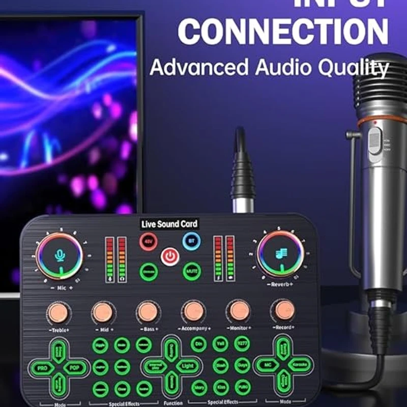 K600 Sound Card Professional Live 48V Phantom Power Broadcast Equipment Accessory Audio Sound Card Mixer Mobile Phone Computer Universal - Image 3
