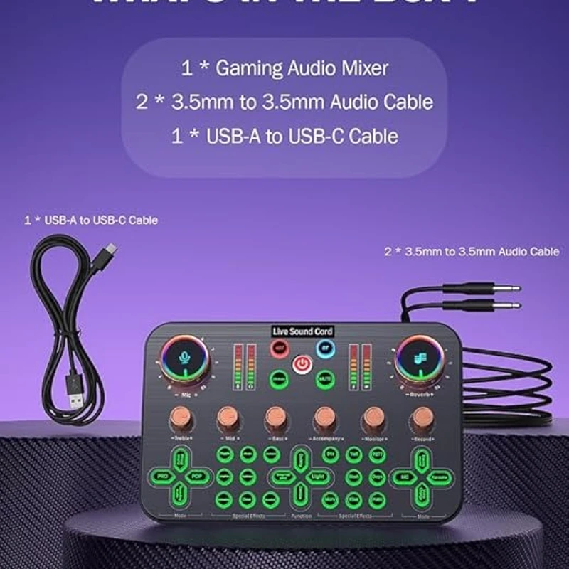 K600 Sound Card Professional Live 48V Phantom Power Broadcast Equipment Accessory Audio Sound Card Mixer Mobile Phone Computer Universal - Image 6