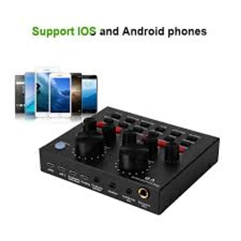 V8 Live Sound Card, Voice Change Digital Sound Card Audio Interface Mixer Board Dj Sound Mixer for Phone Computer Live Online Singing,Live Broadcast, K Songs, Re_cording,Voice Chatting 1 Ratings