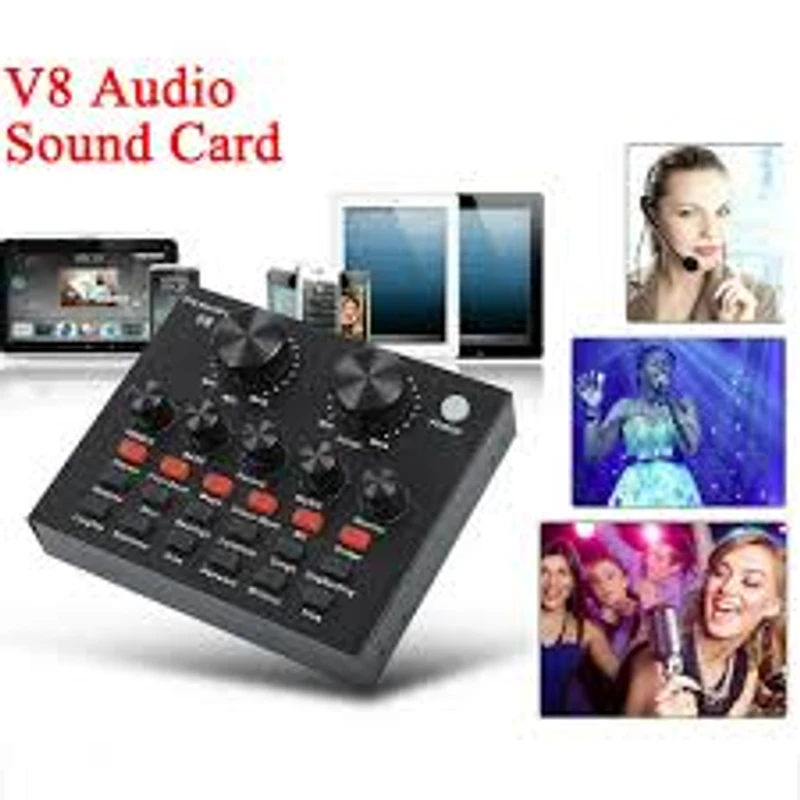 V8 Live Sound Card, Voice Change Digital Sound Card Audio Interface Mixer Board Dj Sound Mixer for Phone Computer Live Online Singing,Live Broadcast, K Songs, Re_cording,Voice Chatting 1 Ratings - Image 3
