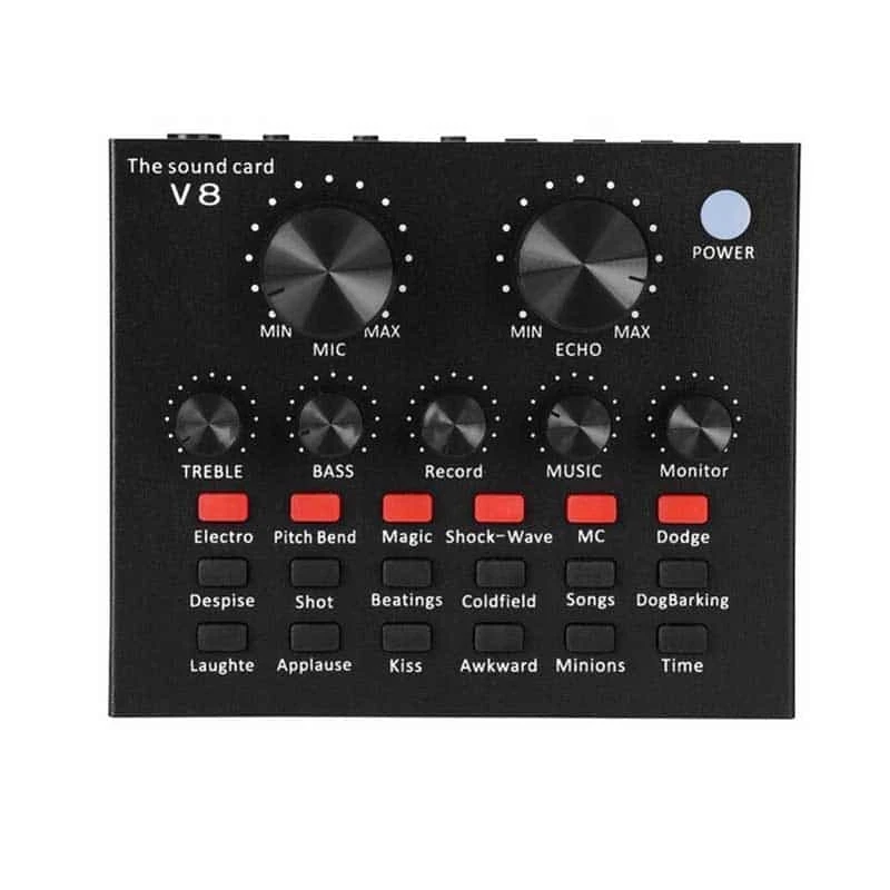 V8 Live Sound Card, Voice Change Digital Sound Card Audio Interface Mixer Board Dj Sound Mixer for Phone Computer Live Online Singing,Live Broadcast, K Songs, Re_cording,Voice Chatting 1 Ratings - Image 6