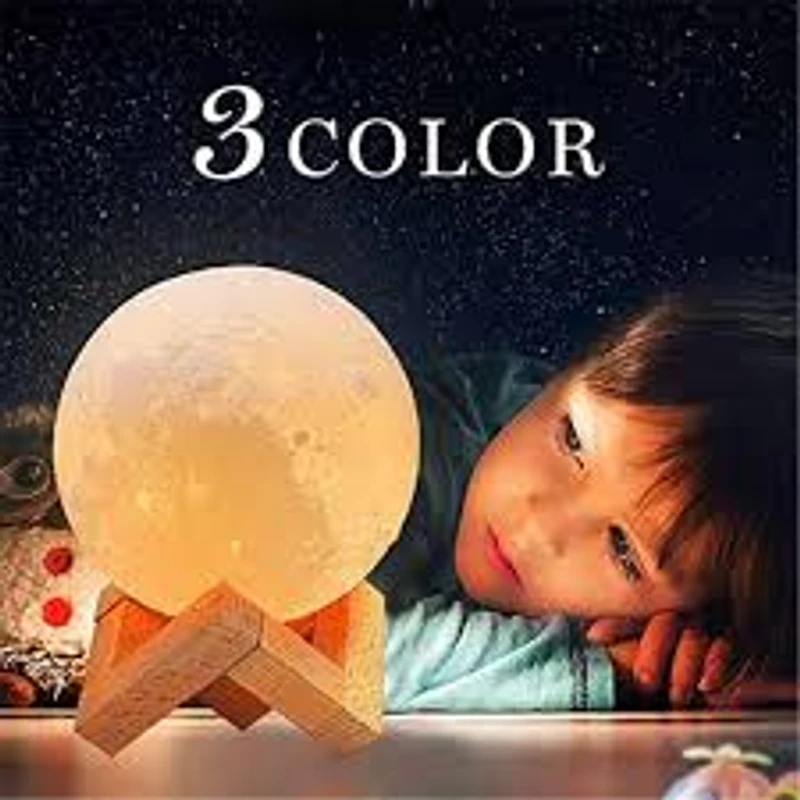【Cathery Baby Store】Photo/Text Custom 3D Print Moon Touch Moon Light Rechargeable Bedroom Night Light Home Decor for kids,Lover