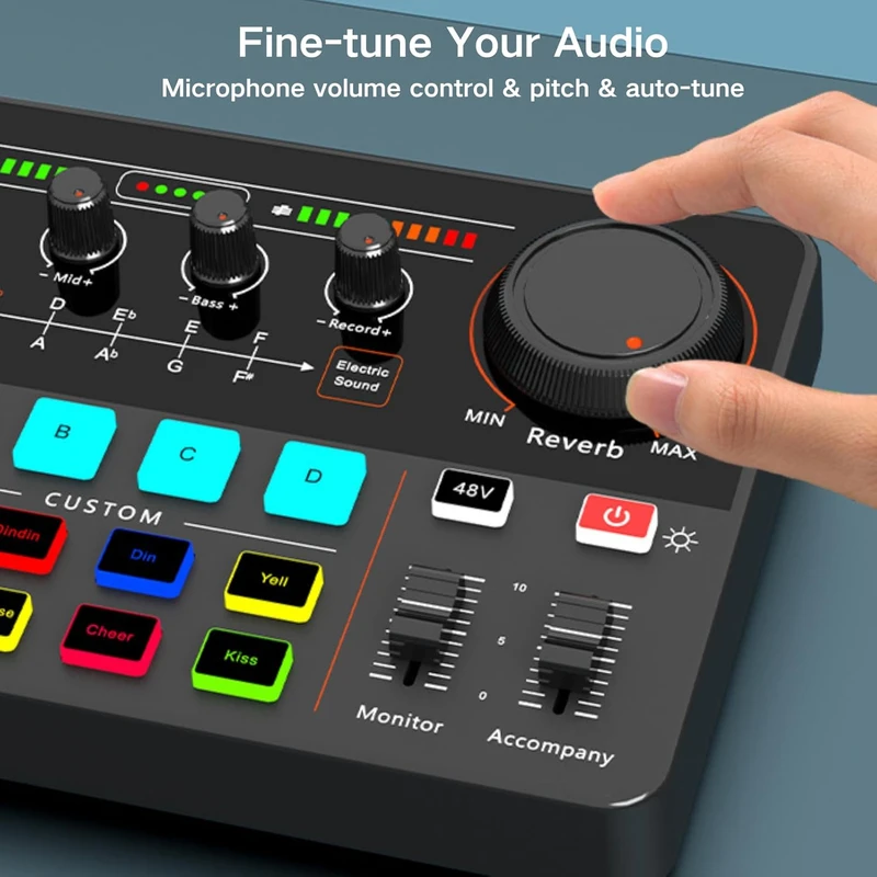 Spactz P300 Professional Podcast Live Sound Card for PC Smartphone Laptop Computer Vlog Recording Live Streaming Easy Install Easy to Use