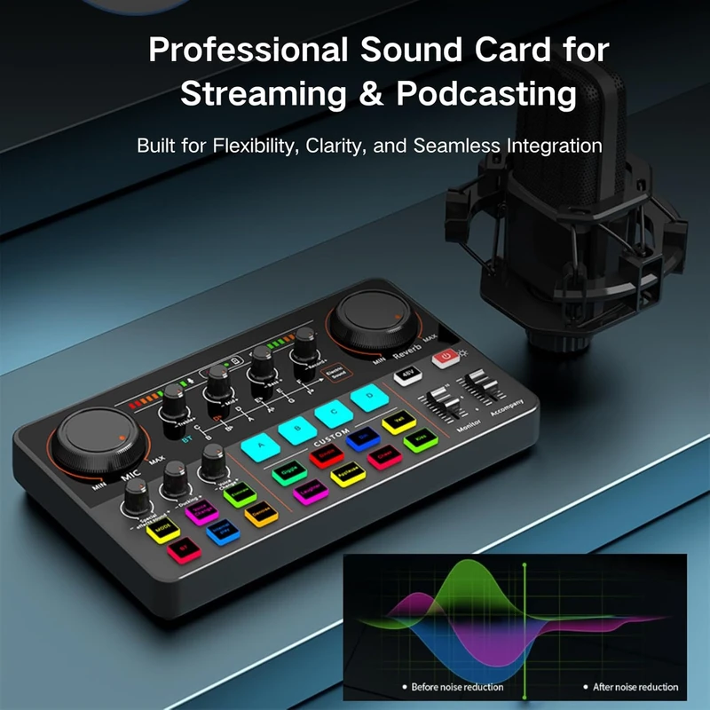 Spactz P300 Professional Podcast Live Sound Card for PC Smartphone Laptop Computer Vlog Recording Live Streaming Easy Install Easy to Use - Image 3