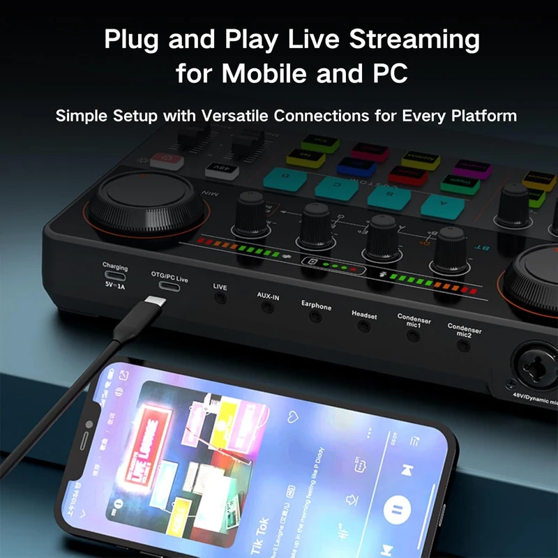 Spactz P300 Professional Podcast Live Sound Card for PC Smartphone Laptop Computer Vlog Recording Live Streaming Easy Install Easy to Use - Image 4