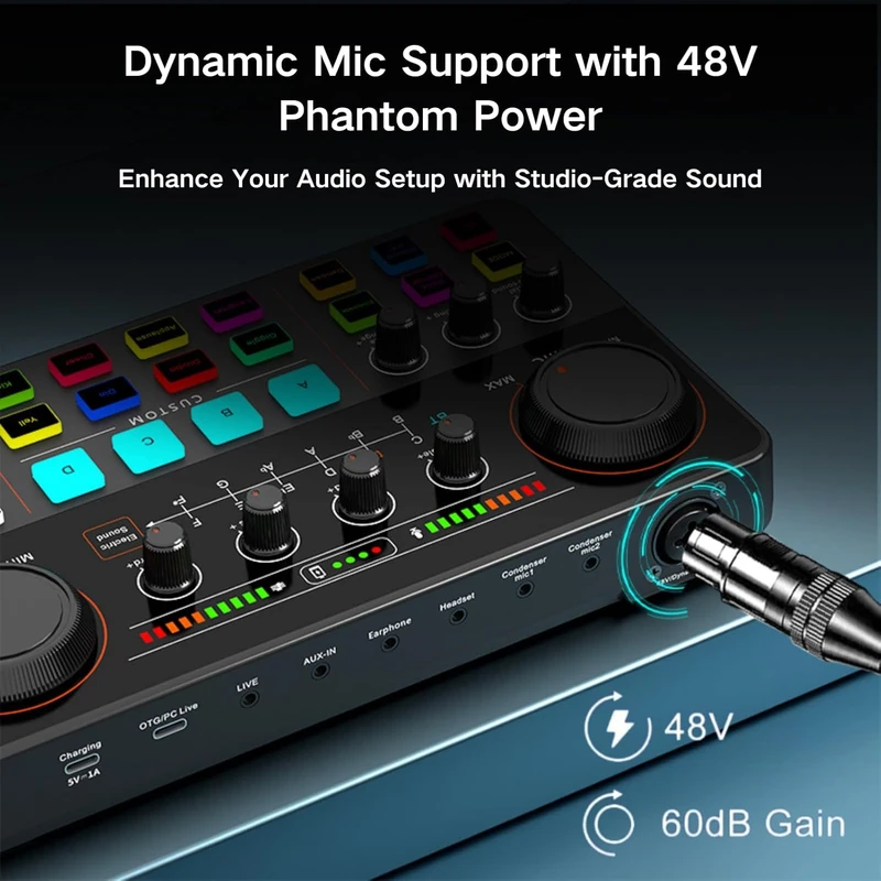 Spactz P300 Professional Podcast Live Sound Card for PC Smartphone Laptop Computer Vlog Recording Live Streaming Easy Install Easy to Use - Image 6