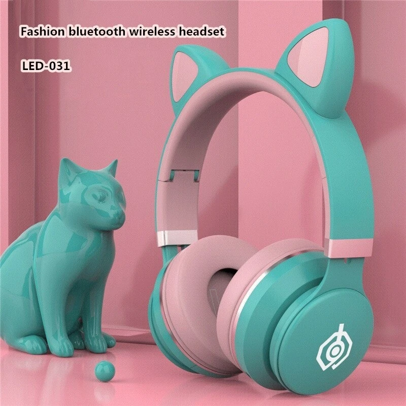 stn28-led-cat-ear-headset-noise-cancelling-headphones-bluetooth-5.0-colorful-kids-headset-support-tf-card-3.5mm-plug-with-mic-0434