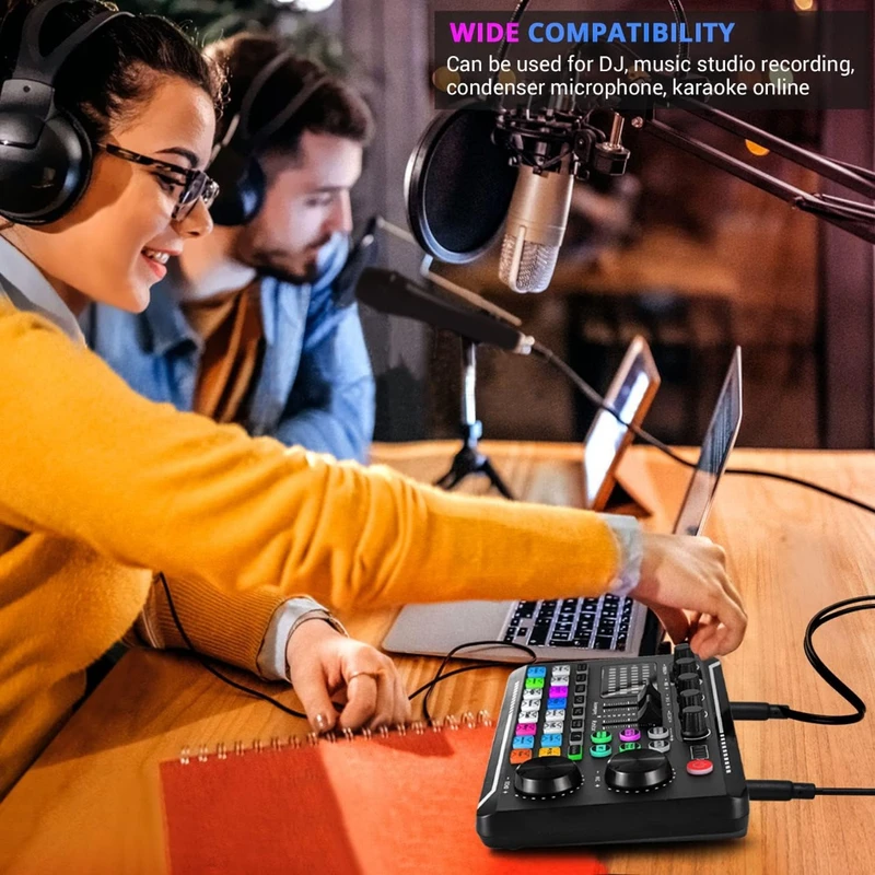 F998 Bluetooth Stereo Audio Mixer, Live Sound Card and Audio Interface with DJ Mixer Effects and Voice Changer, for Live Youtube Streaming, PC, Recording Studio and Gaming - Image 5