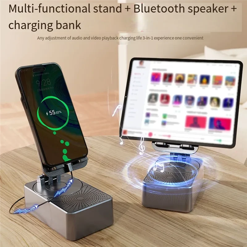 FORIDE 3 In1 Mobile Phone Holder Portable Foldable Mobile Phone Holder with Bluetooth Speaker Mobile Phone Charging - Image 4