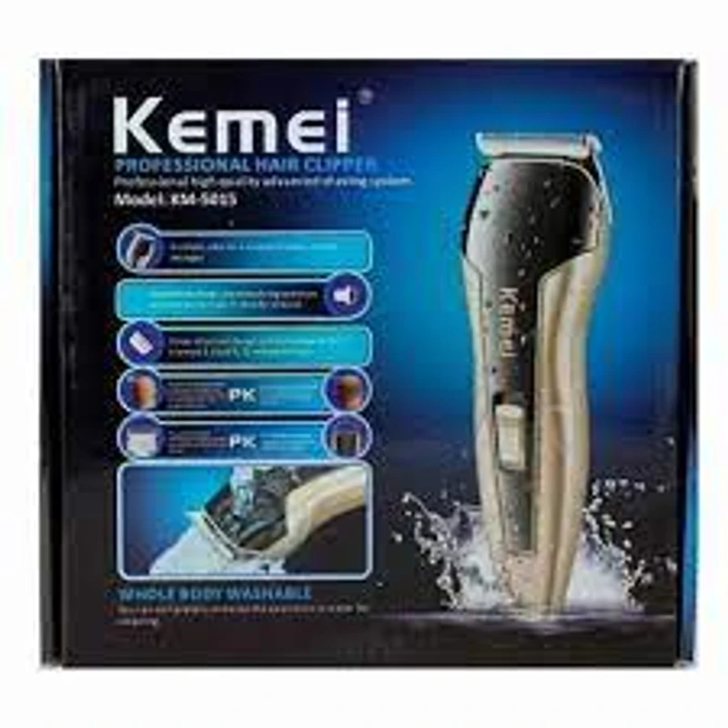 Sharp stainless steel blades for clean, precise trimming Adjustable length settings for versatile styling Rechargeable battery with cordless use Ergonomic and lightweight design for ease of use Ideal for both haircuts and beard grooming  What's in the Box:  Kemei KM-1575 Clipper Guide combs Cleaning brush Charging cable User manual - Image 4