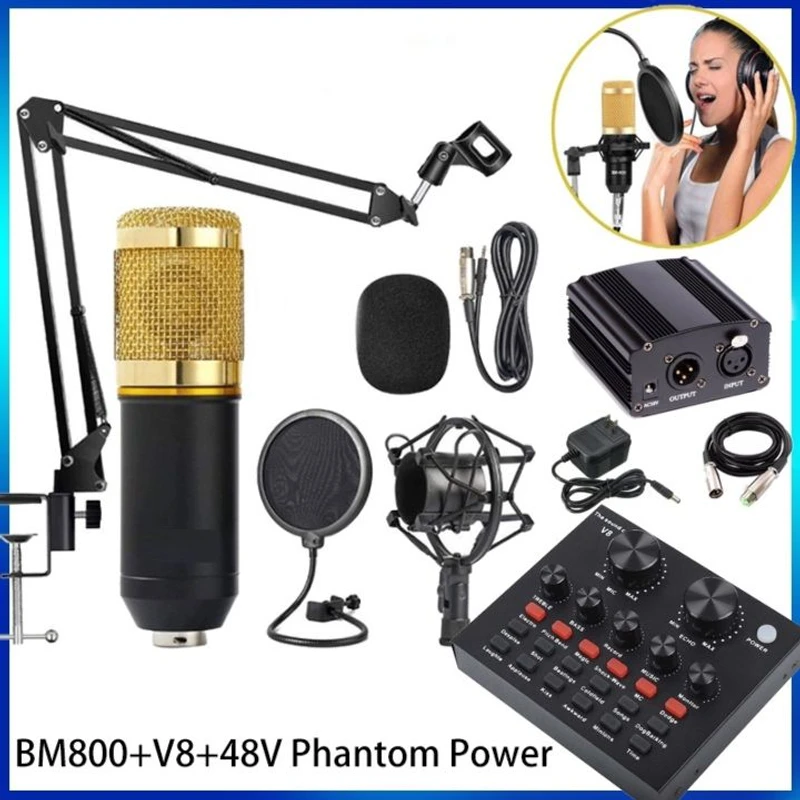 BM800 Condenser Microphone With PHANTOM Power Supply BM800 Microphone BM 800 mic for pc BM-800 microphone for mobile studio microphone for recording
