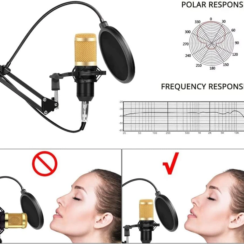 BM800 Condenser Microphone With PHANTOM Power Supply BM800 Microphone BM 800 mic for pc BM-800 microphone for mobile studio microphone for recording - Image 6