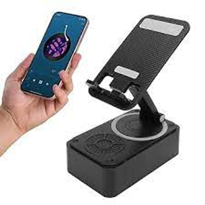 Foldable Mobile Phone Desk Holder,Wireless Speaker with Stand - 3 in 1 Mobile Phone Holder,360 Rotating Phone Stand,Phone Stand with Speaker, Cellphone Holder with Bluetooth Speaker