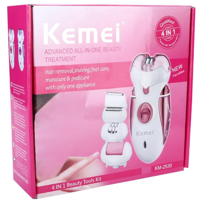 Kemei KM-2530 Epilator, Lady Shaver, & FootCare 4 in 1 Beauty Tools for Women