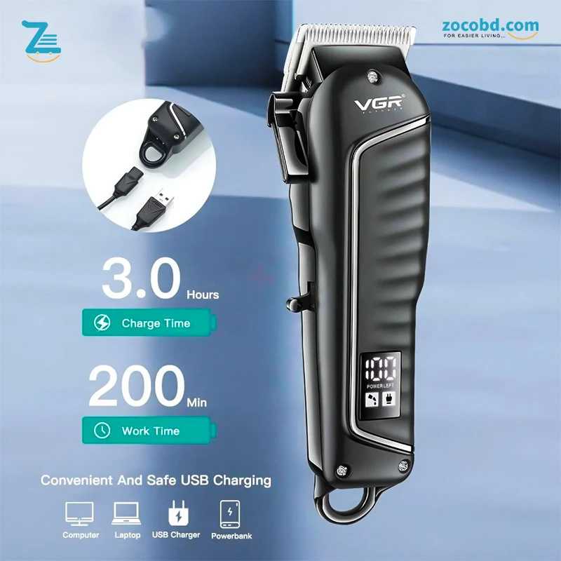 VGR V-683 Cordless Hair Clipper with Taper Lever Adjustment for Men