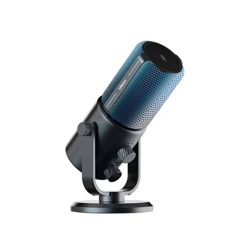 ULANZI DCM-05 Gaming PC Microphone USB Desktop Condenser Microphone with RGB Light, Mute Button, Headphones Jack, Desktop Stand, Plug & Play