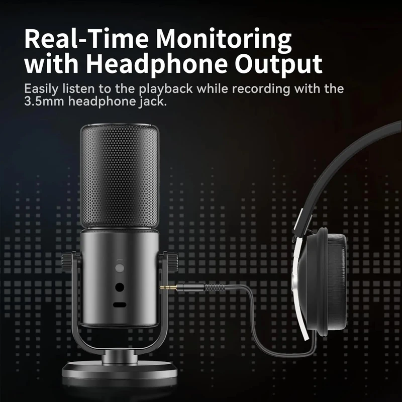 ULANZI DCM-05 Gaming PC Microphone USB Desktop Condenser Microphone with RGB Light, Mute Button, Headphones Jack, Desktop Stand, Plug & Play - Image 6