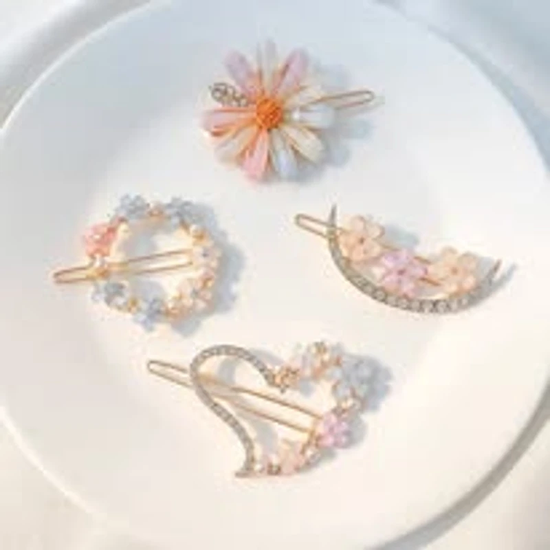 Colorful crystal flower four- hairpin set - Image 3