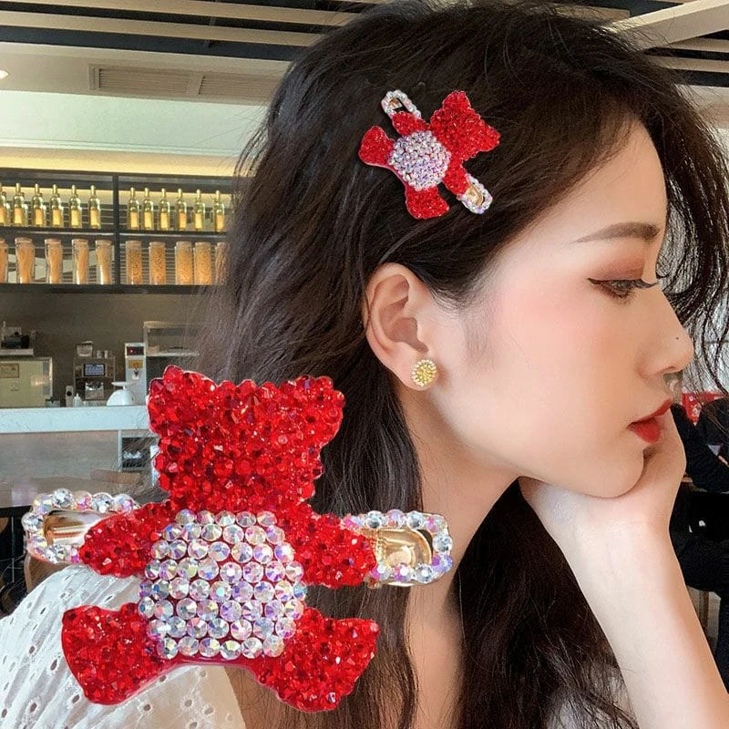 💖💖Korean New Year Red Rhinestone Hairpin Clip 💖💖