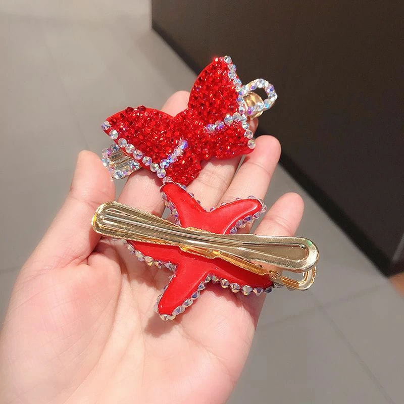 💖💖Korean New Year Red Rhinestone Hairpin Clip 💖💖 - Image 3