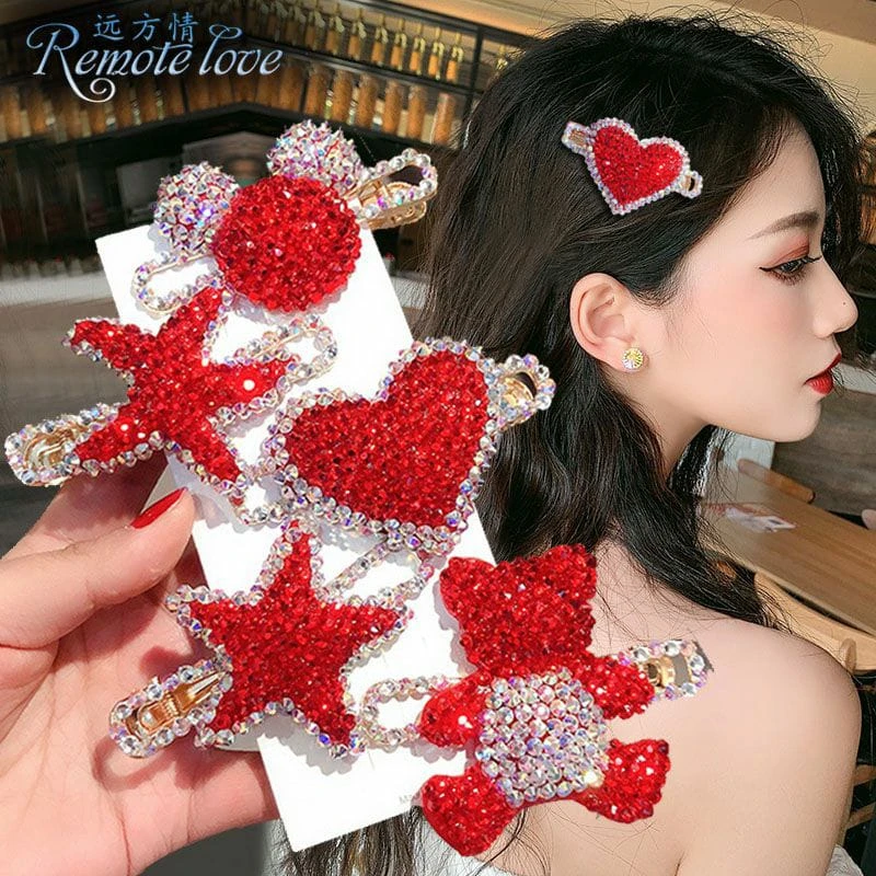 💖💖Korean New Year Red Rhinestone Hairpin Clip 💖💖