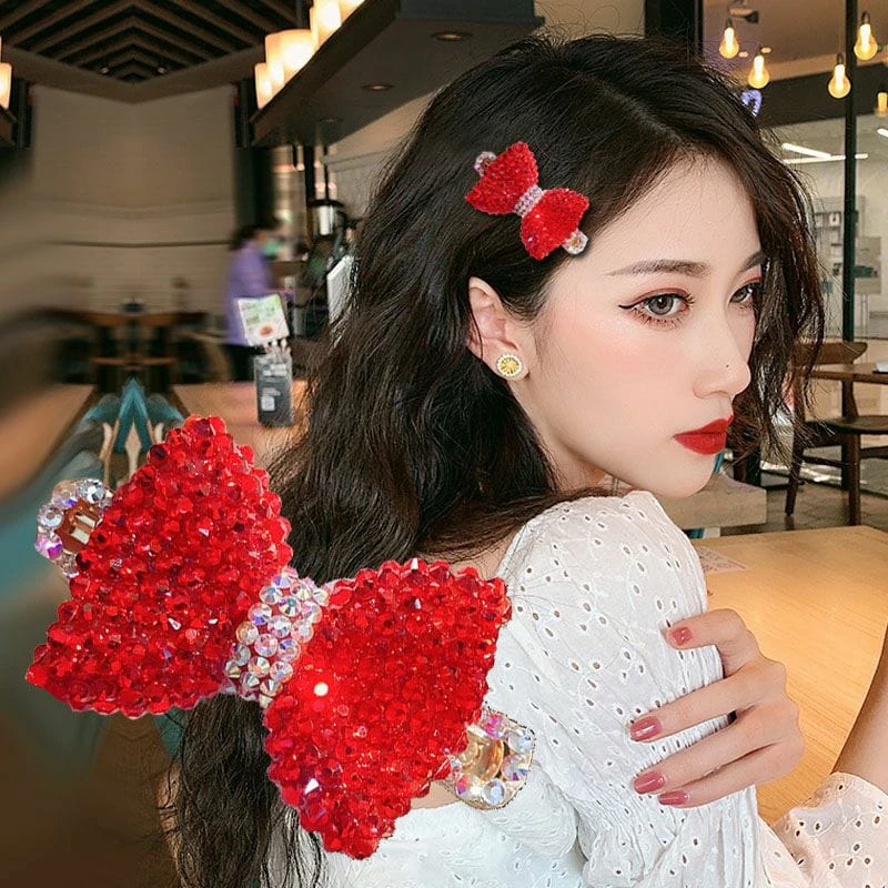 💖💖Korean New Year Red Rhinestone Hairpin Clip 💖💖 - Image 8